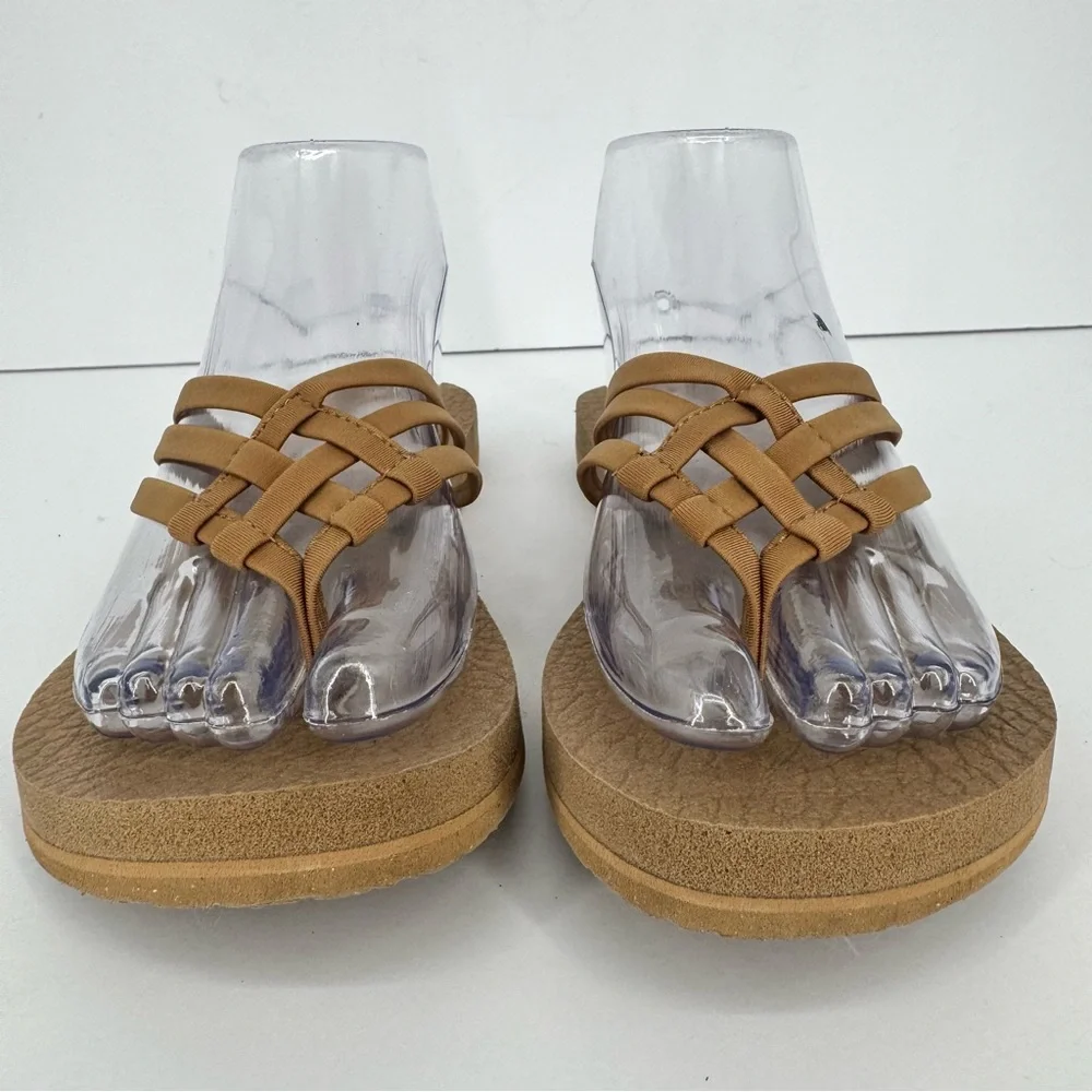 Sanuk Women Tobacco Brown Tan Beige Yoga Sandy Sandals Comfort Casual Everyday 6 - Picture 3 of 9